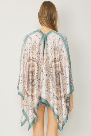 Asymm Satin Print Kimono