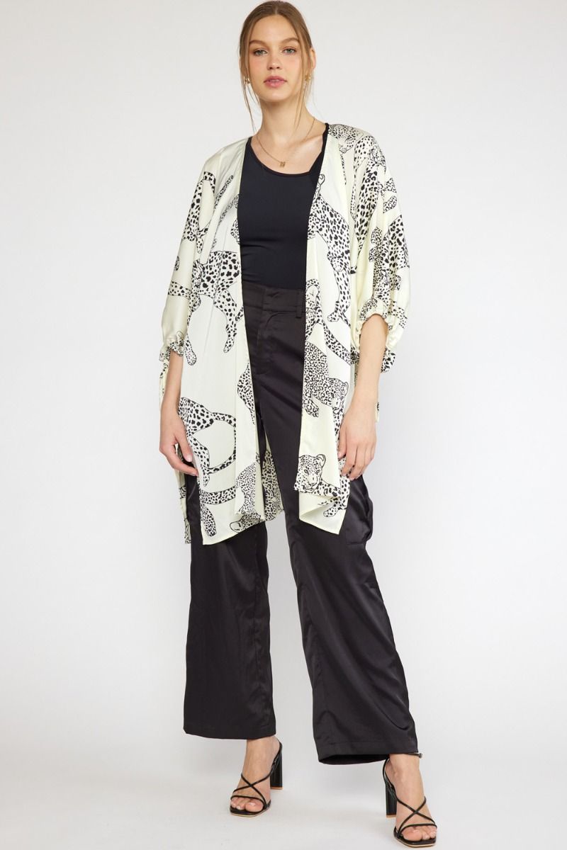 Satin Cheetah Kimono