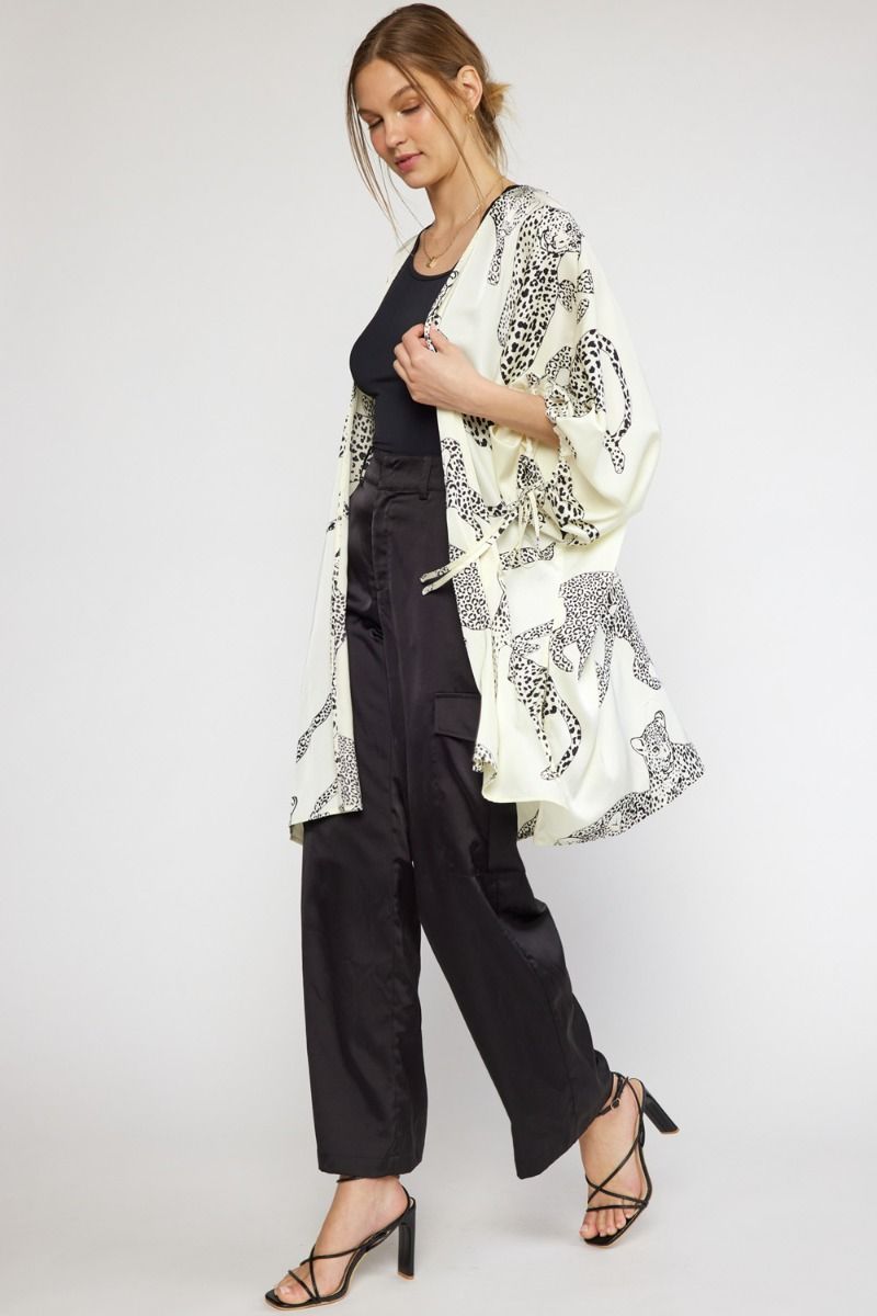 Satin Cheetah Kimono