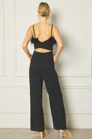 Feather Trim Jumpsuit