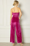Pleated Bust Velvet Jumpsuit