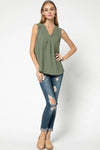 Sleeveless V-Neck Placket Detail Top - Free Souls Boutique