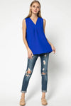 Sleeveless V-Neck Placket Detail Top - Free Souls Boutique