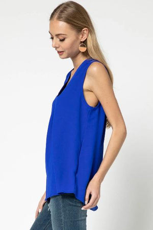 Sleeveless V-Neck Placket Detail Top - Free Souls Boutique