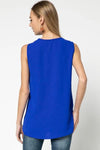 Sleeveless V-Neck Placket Detail Top - Free Souls Boutique