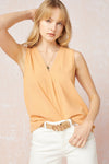 Sleeveless V-Neck Placket Detail Top