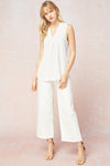 Sleeveless V-Neck Placket Detail Top