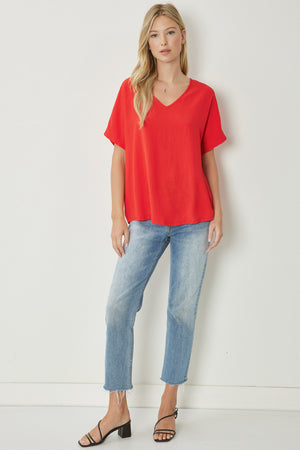 Asymmetric V-Neck Top