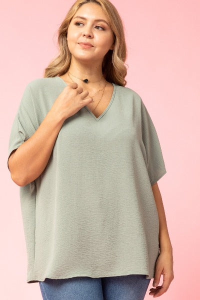 Plus Asymmetric V-Neck Top