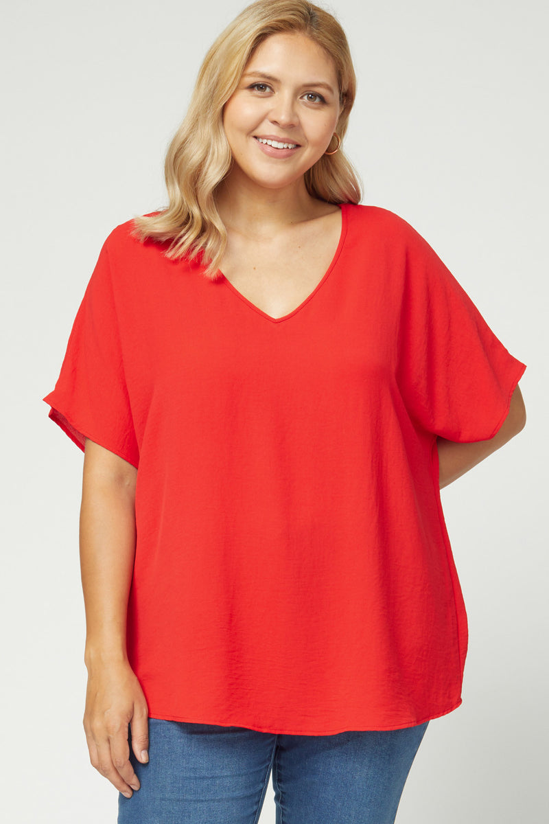 Plus Asymmetric V-Neck Top