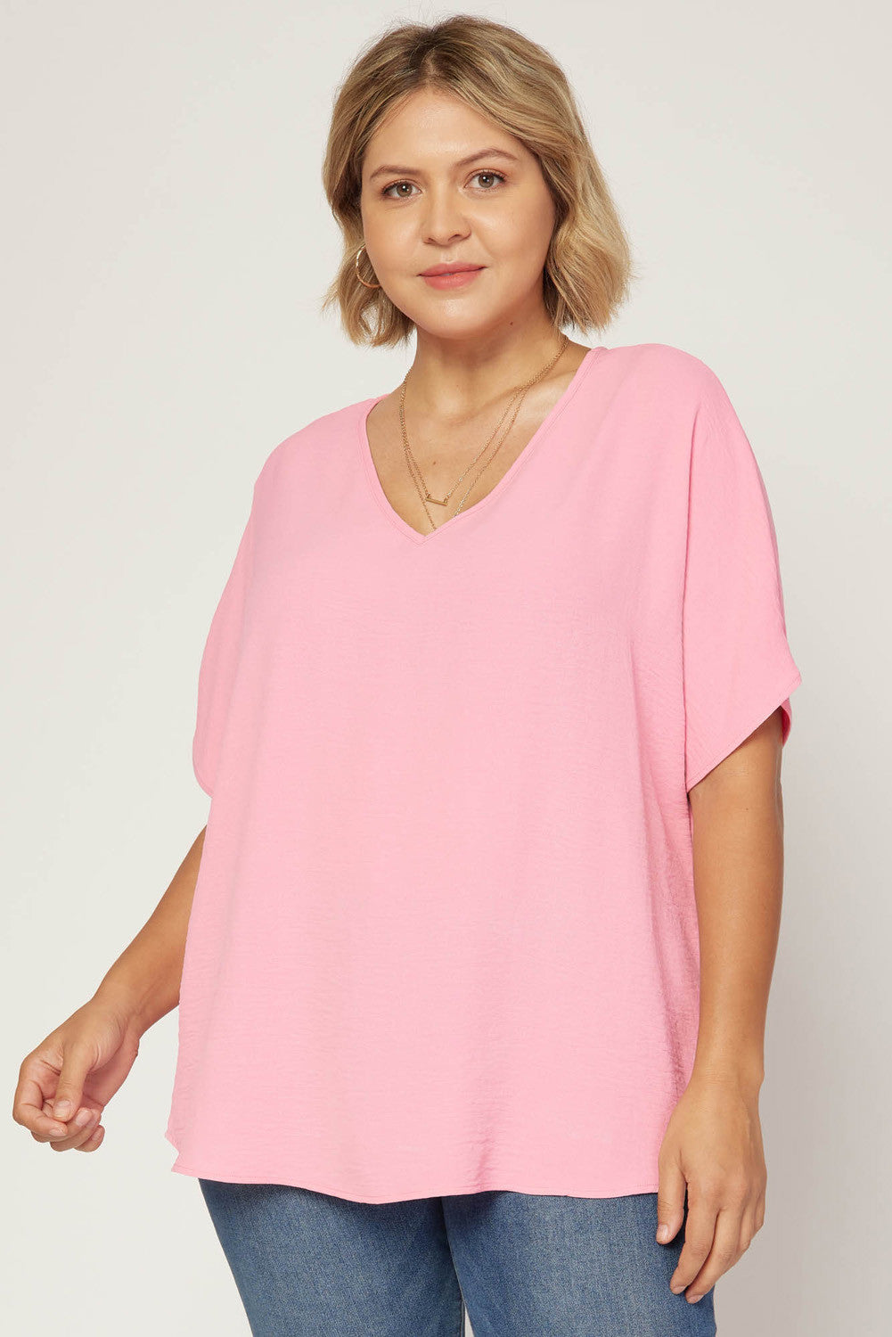 Plus Asymmetric V-Neck Top