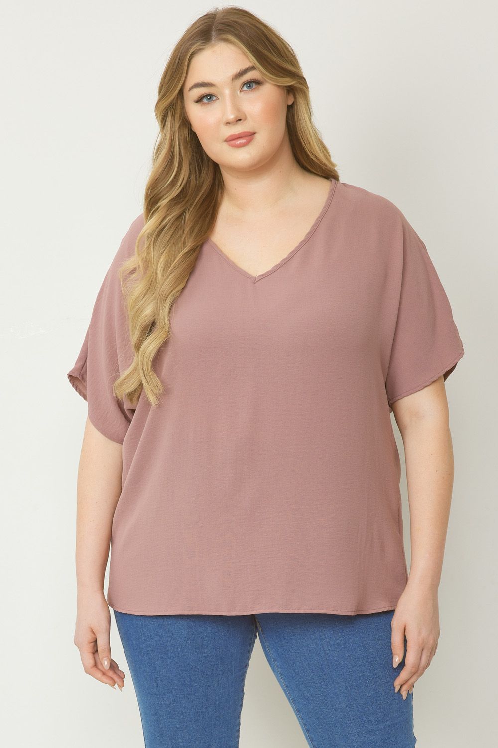 Plus Asymmetric V-Neck Top