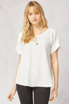 Roll Sleeve Scoop Neck Top