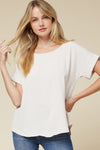Roll Sleeve Scoop Neck Top