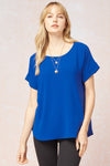 Roll Sleeve Scoop Neck Top
