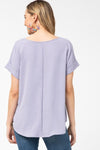 Roll Sleeve Scoop Neck Top