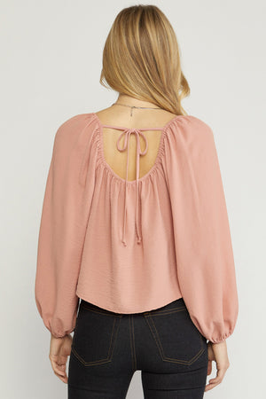 Back Tie Crop Woven Top