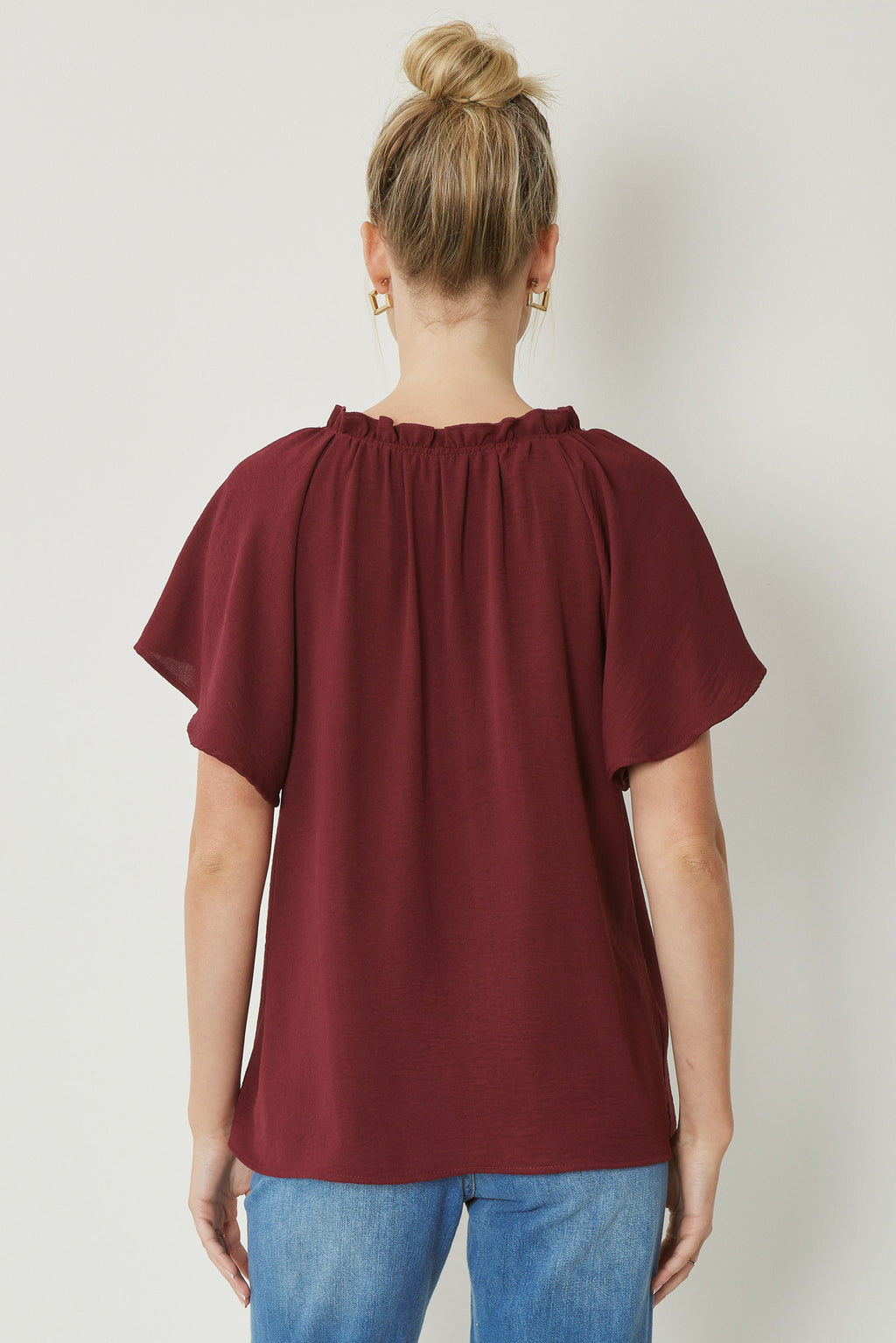 Ruffle Notch Neck Top