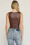 Sleeveless Leather Bodysuit