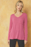 Ribbed LS VNeck Pocket Top