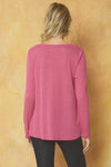 Ribbed LS VNeck Pocket Top