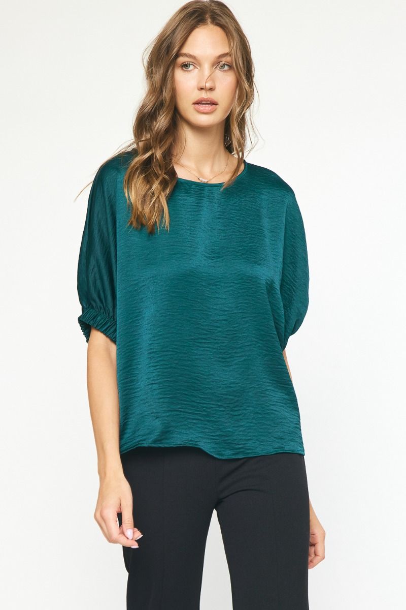 Solid Elastic Sleeve Top