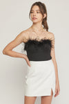Feather Trim Bodysuit