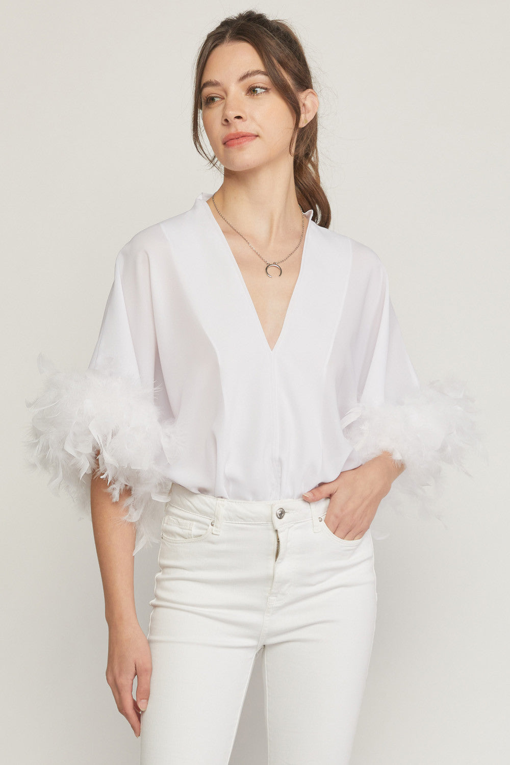 Feather Sleeve Bodysuit