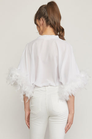 Feather Sleeve Bodysuit