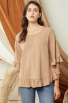 Ruffle Trim Linen Top