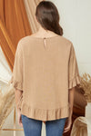 Ruffle Trim Linen Top