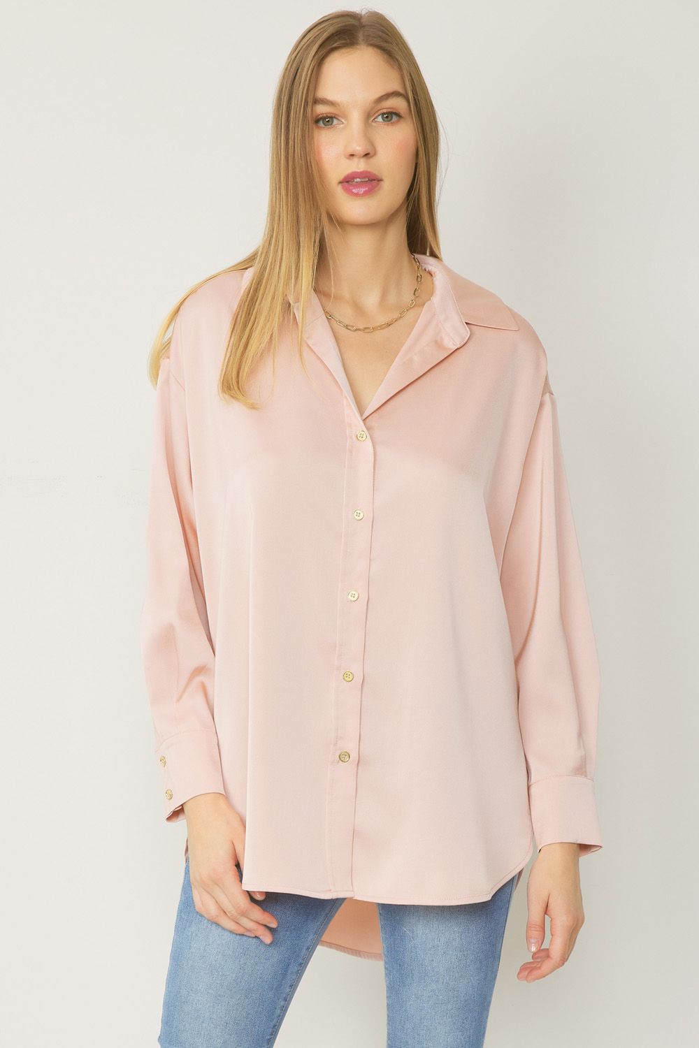 Solid Satin Collar Top