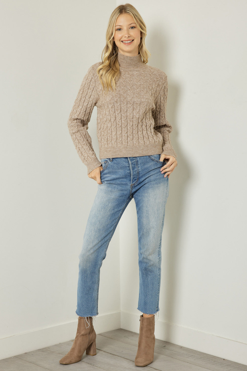 Cable Knit Turtleneck Sweater
