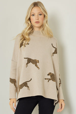 Cheetah Mock Neck Sweater