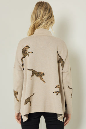 Cheetah Mock Neck Sweater