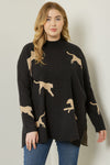 Plus Cheetah Mock Neck Sweater