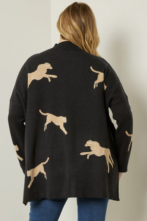Plus Cheetah Mock Neck Sweater