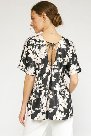 Double V Floral Babydoll Top