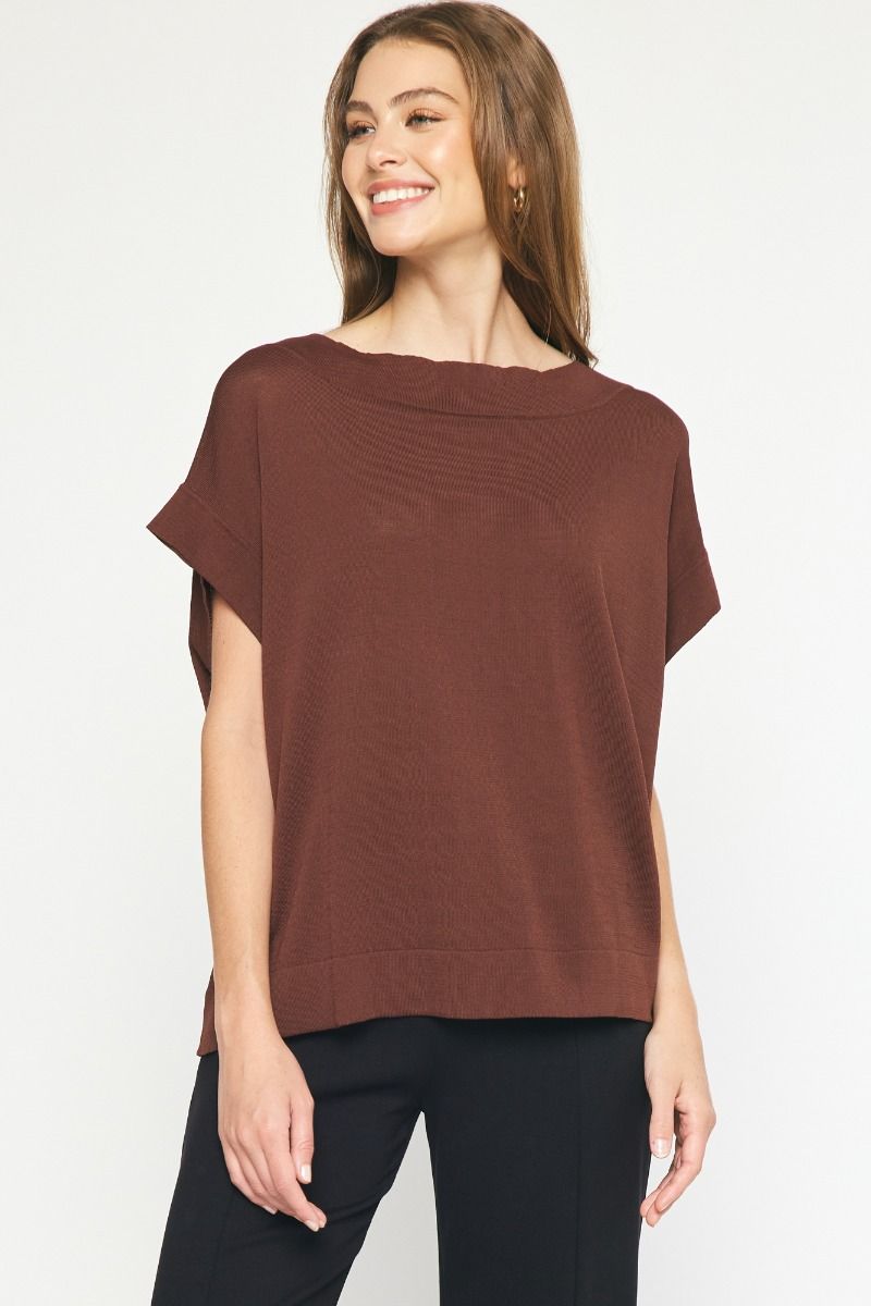 Boat Neck Fine Knit Top