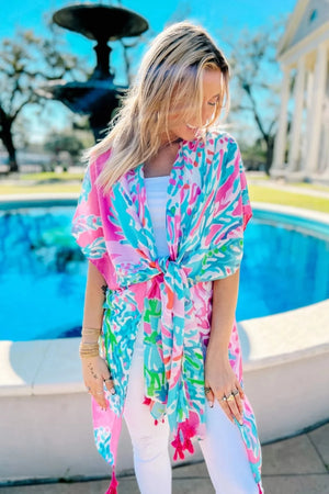 Barrier Reef Printed Kimono