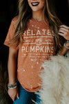 Relates Well with Pumpkins Bleached V-Neck Graphic Tee