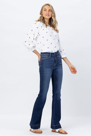 Hi-Rise 2 Inch Hem Flare Jeans