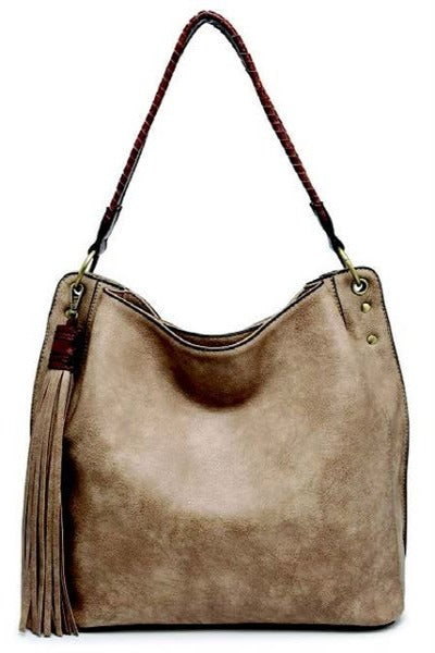 Amber Three Compartment Tassel Hobo Bag