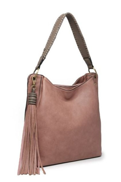 Amber Three Compartment Tassel Hobo Bag