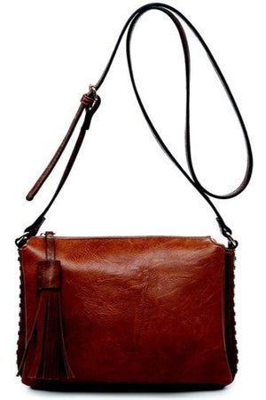 Sabrina Side Stitch Crossbody Bag With Tassel