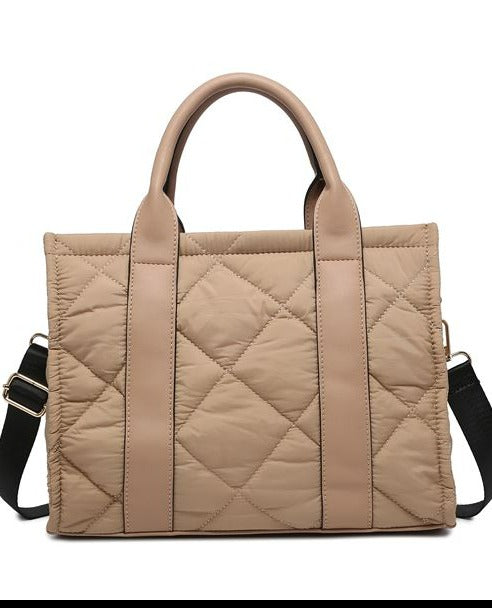 Claire Quilted Nylon Satchel Bag