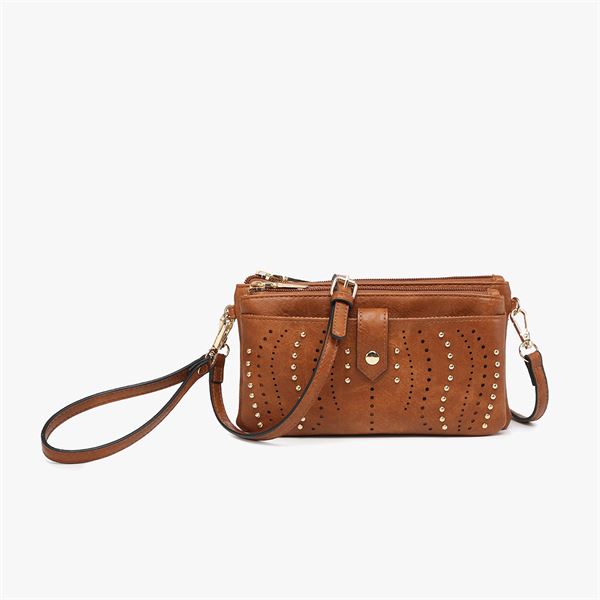 Ayra Studded Zipper Wallet Clutch Crossbody