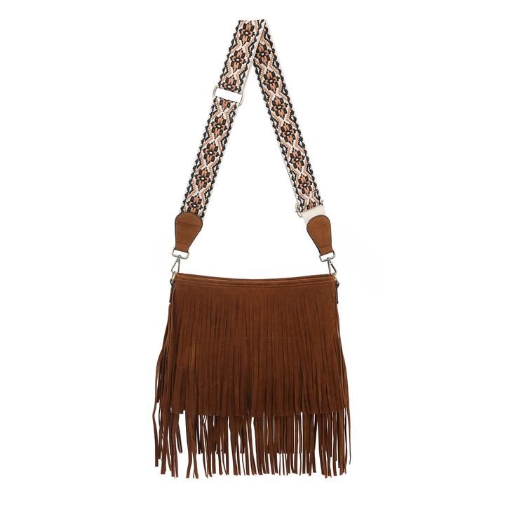 Sadie Fringe Crossbody Bag With Guitar Strap