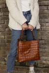 Olivia Croc Braided Strap Hobo Bag Purse