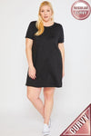 Plus Solid Front Pocket Mini Dress